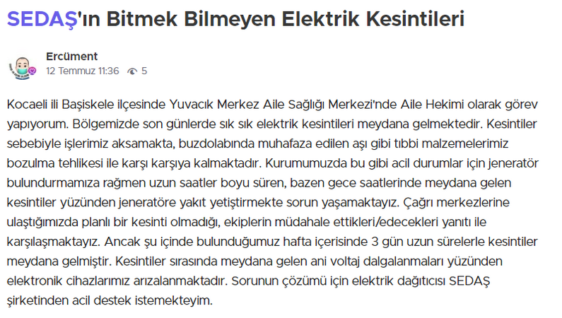 Başiskele'de aile hekimi de SEDAŞ'a isyan etti: Aşıların bozulma tehlikesi var!