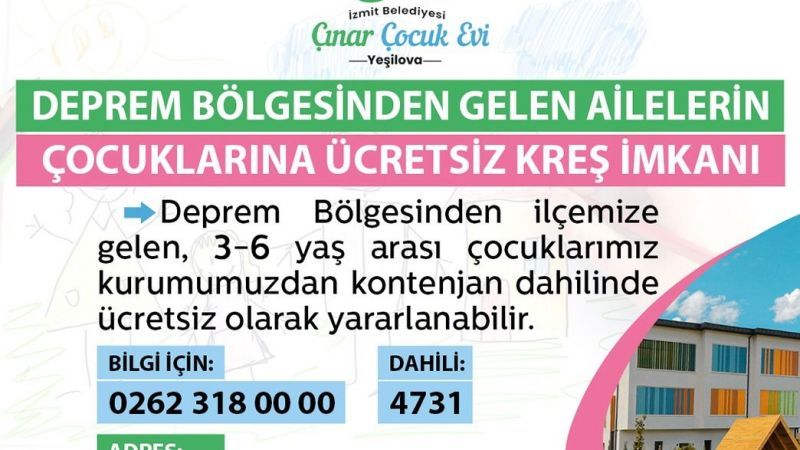 Depremzede çocuklar Çınar Çocuk Evi’nden ücretsiz yararlanacak