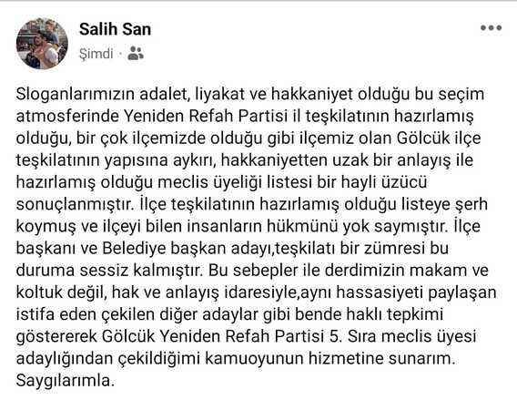 YRP'de bir istifa daha! Meclis üyesi liste krizi devam ediyor