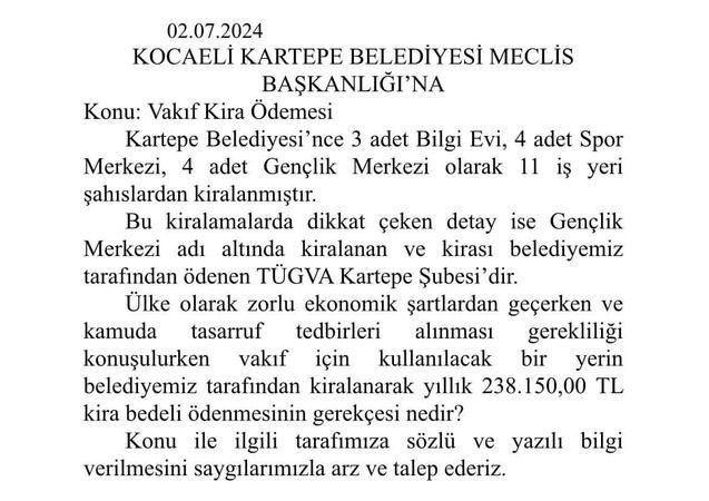 Kartepe Belediyesi, o derneğin kirasını mı ödüyor?