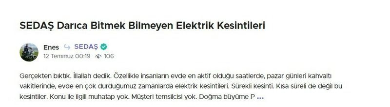 Darıca'da SEDAŞ'tan bıktı! Sabah akşam kesinti...