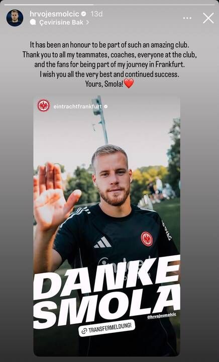 Eintracht Frankfurt bombayı patlattı: Smolčić ‘i Çorum’dan önce açıkladı