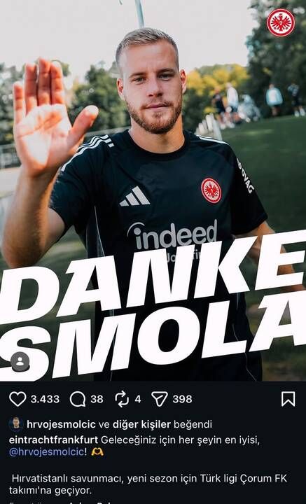 Eintracht Frankfurt bombayı patlattı: Smolčić ‘i Çorum’dan önce açıkladı