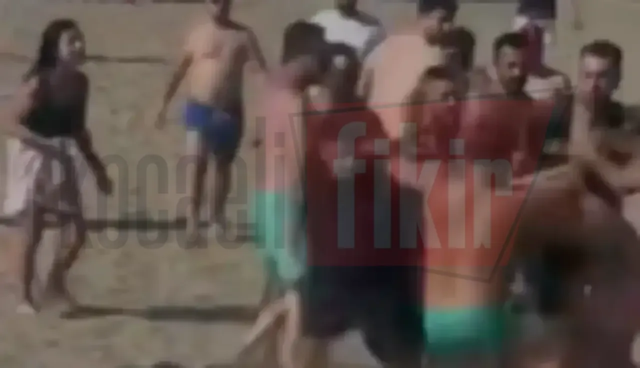 Cebeci Sahili savaş alanına döndü: Tekme ve yumruklar havada uçuştu