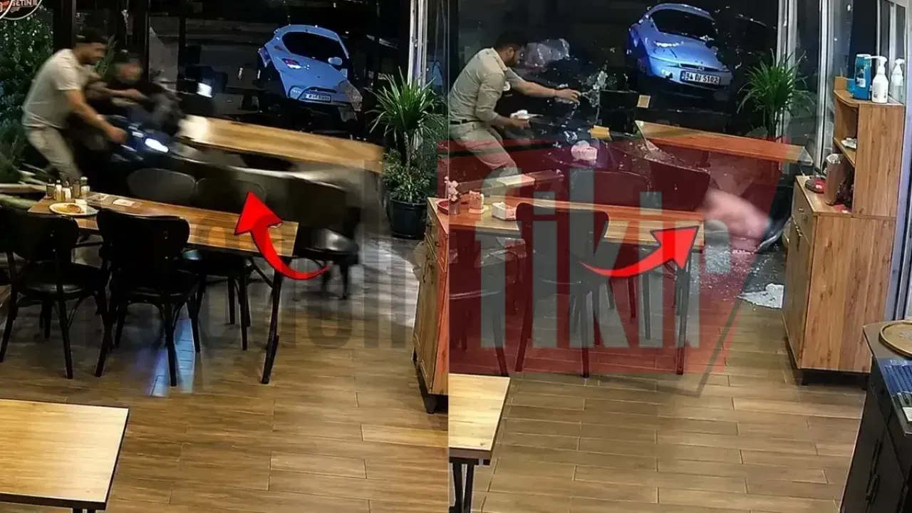 Kontrolden çıkan motosiklet dükkana daldı: O anlar kamerada