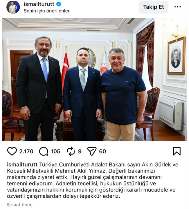 Sürpriz kare! İsmail Türüt ve Mehmet Akif Yılmaz'dan Bakan Gürlek'e ziyaret