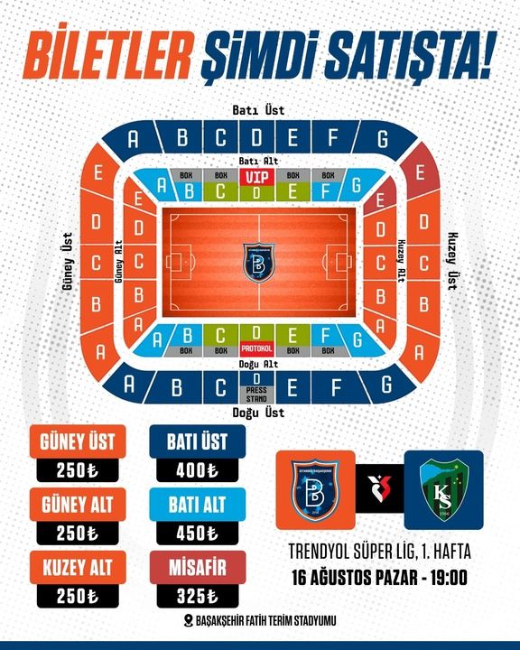 Başakşehir maç biletleri satışta