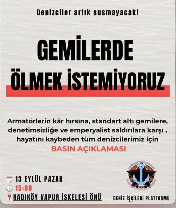 Deniz İşçileri Platformu’ndan çağrı! “Denizciler artık susmayacak”