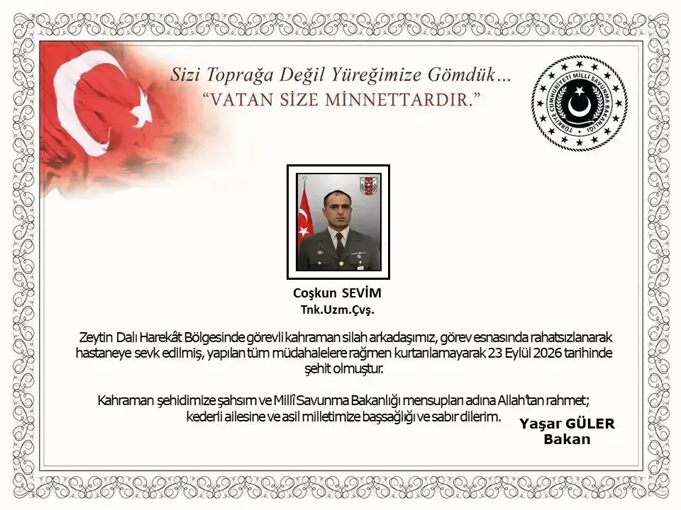 Görev başında rahatsızlandı! Piyade Uzman Çavuş Coşkun Sevim şehit oldu