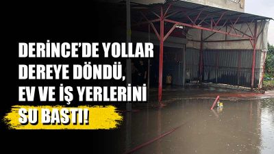Kocaeli'de etkili olan sağanak yağış sebebiyle Derince ilçesinde birçok nokta