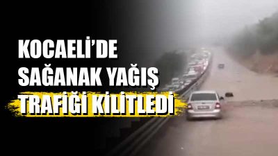 Kocaeli'nin batısında, özellikle Hereke bölgesinde etkili olan sağanak yağış, D-100