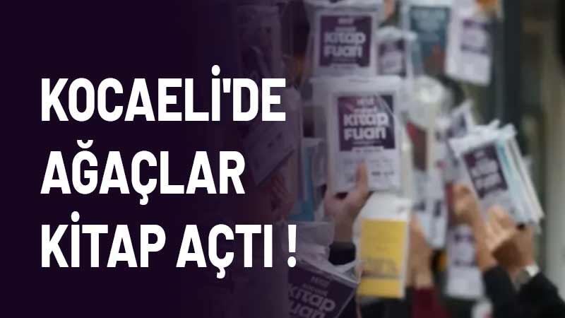 Kocaeli Kitap Fuarı öncesinde geleneksel hale gelen ağaçlara kitap asma