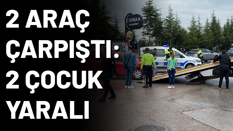 Başiskele'de 2 otomobilin çarpışması neticesinde 2 çocuk yaralanırken, araçlar da