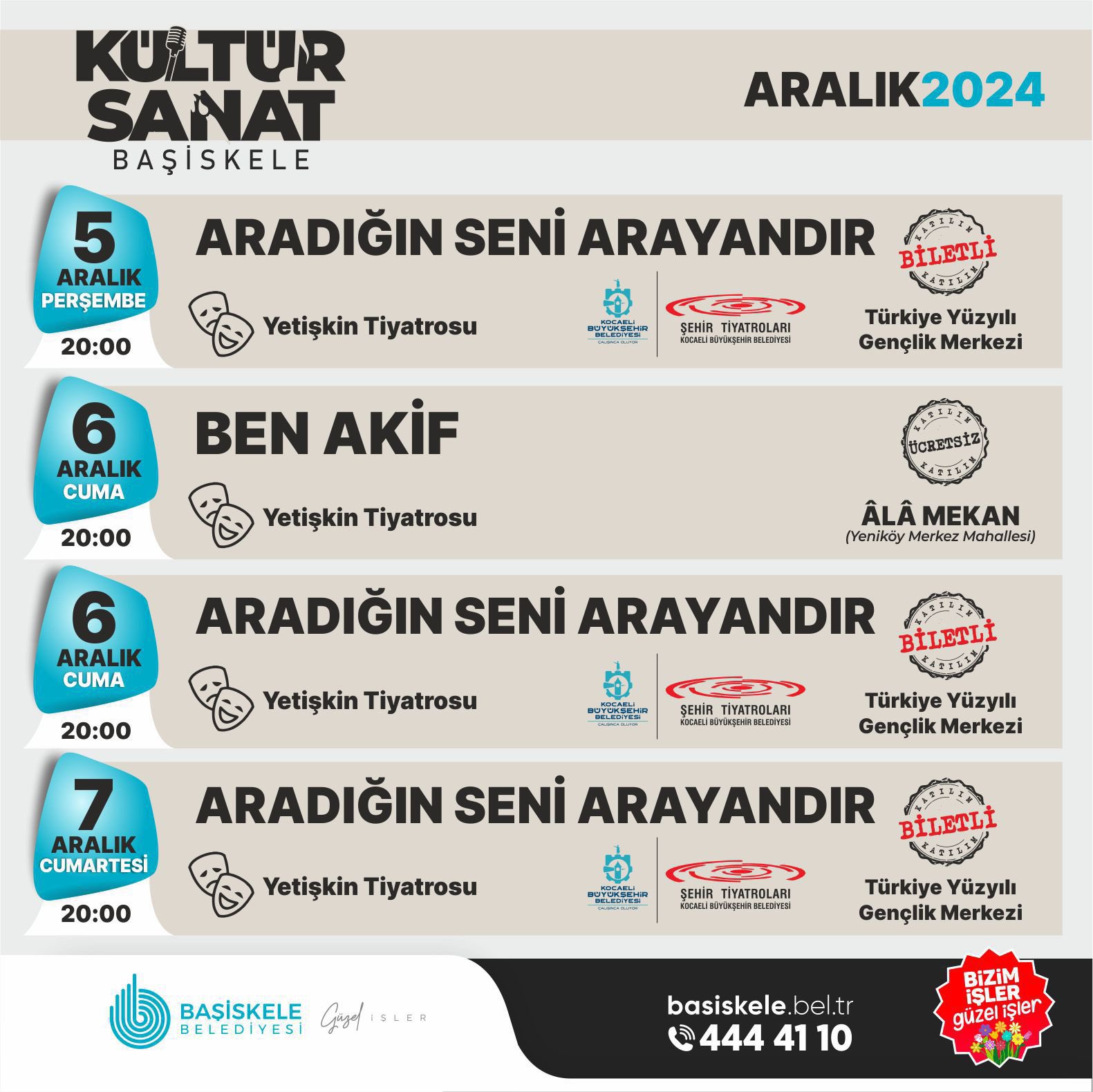 Başiskele Kültür-Sanat” Aralık’ta da dopdolu