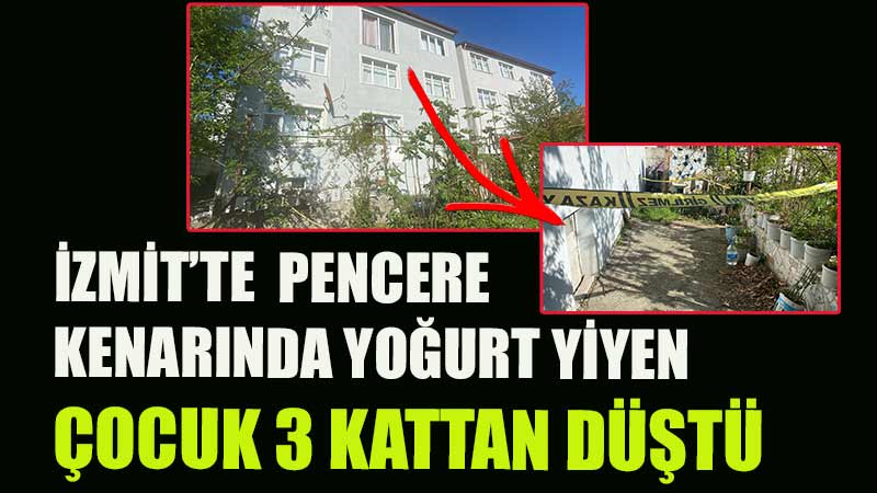 Kocaeli'nin İzmit ilçesinde pencere kenarında yoğurt yiyen 5 yaşındaki çocuk,