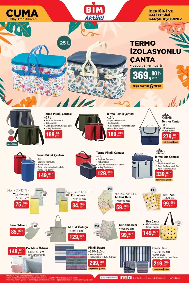16 Mayıs Cuma BİM aktüel kataloğunda raflarda ne var?