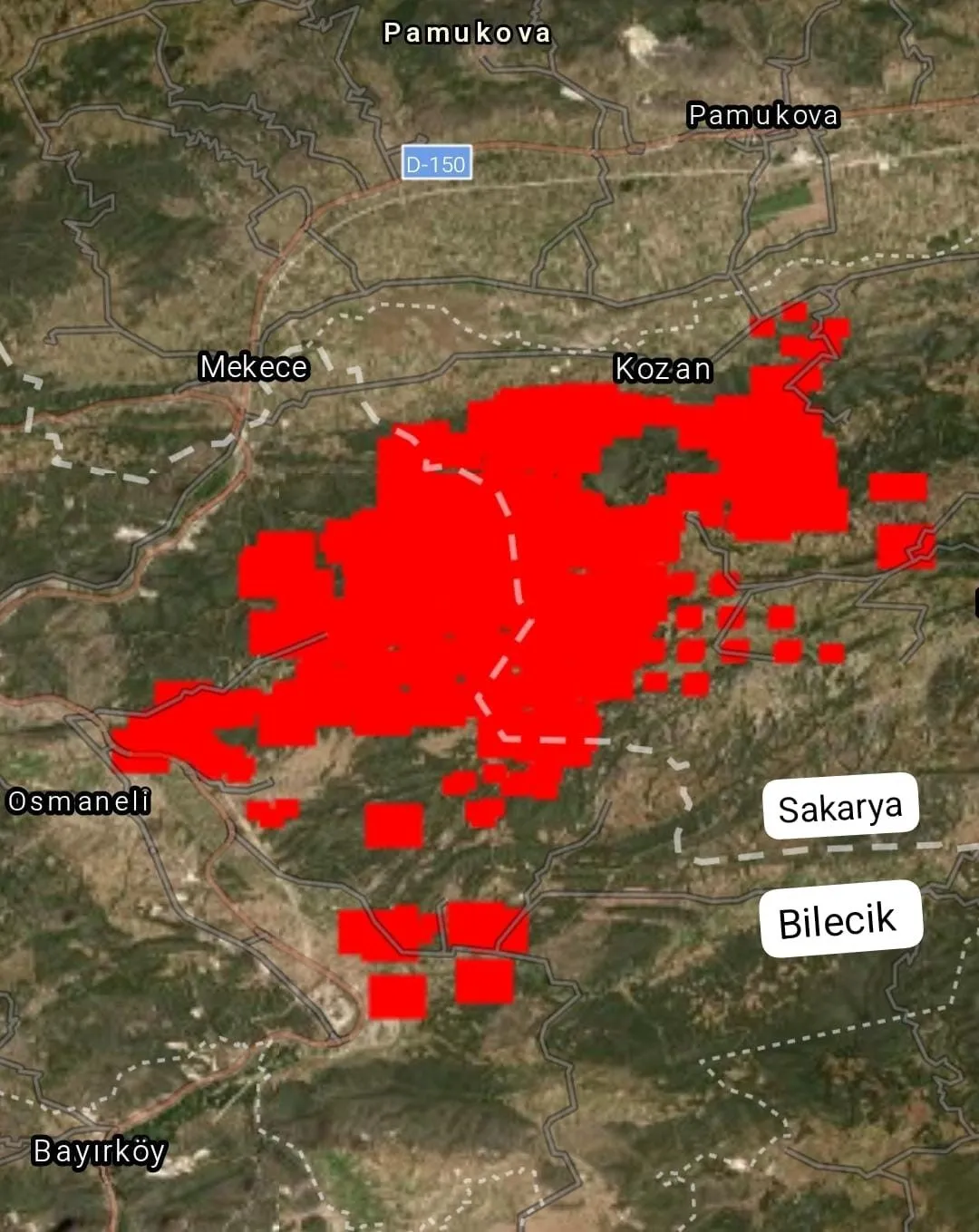 Sakarya'daki yangının uydu görüntüleri ortaya çıktı!
