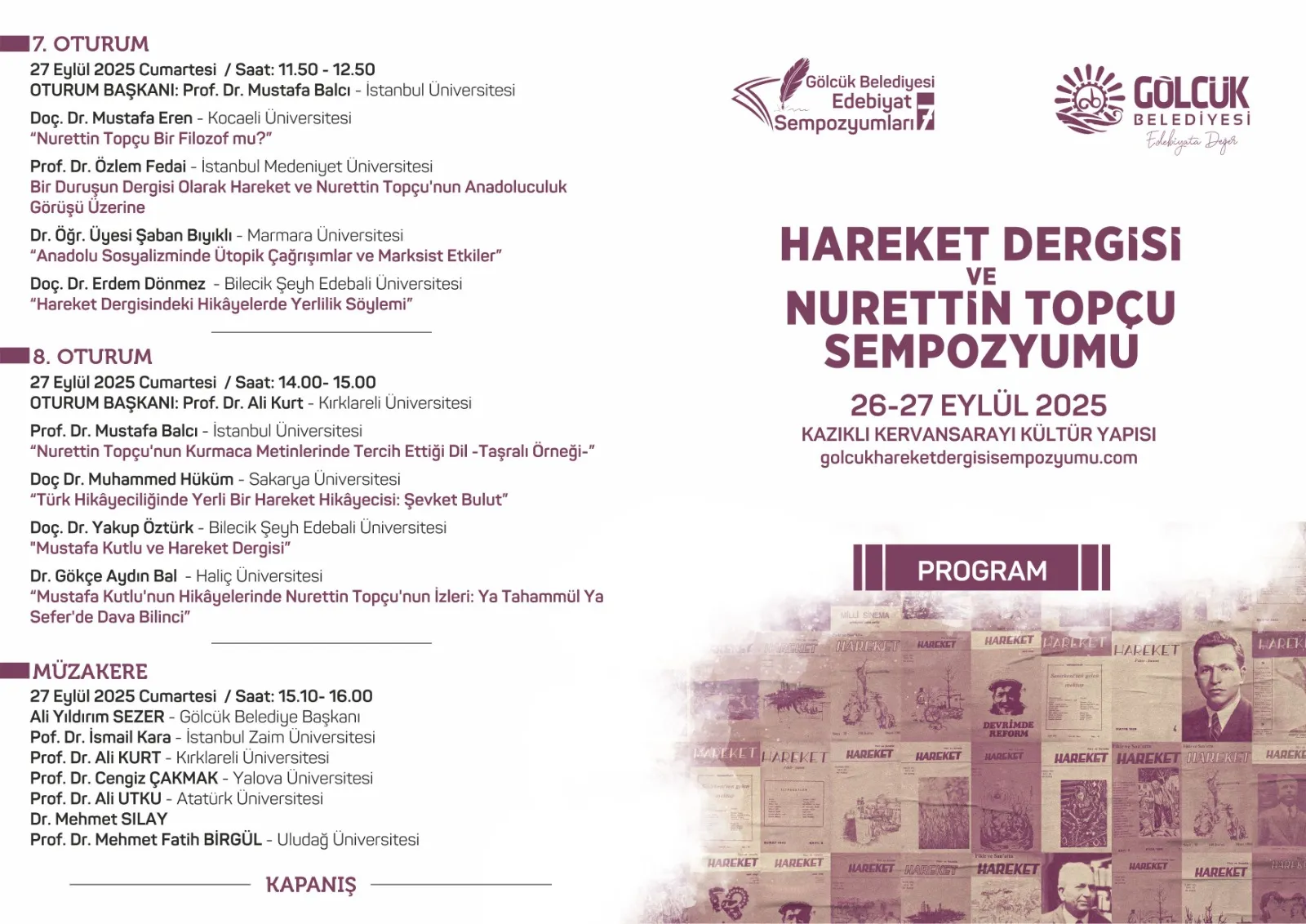 Hareket Dergisi ve Nurettin Topçu Sempozyumu Gölcük'te başlıyor
