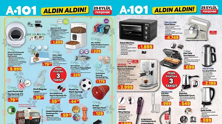 A101 yeni haftanın aktüel katalogları yayımlandı. Her hafta Cuma'dan Perşembe'ye