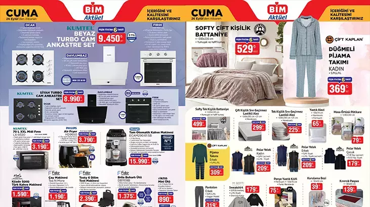 BİM 26 Eylül Cuma aktüel kataloğu yayımlandı. Bu hafta raflarda