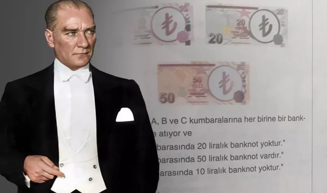 Bir yayınevinin matematik sorusunda TL banknotlarındaki Atatürk resmini sansürlemesi sosyal