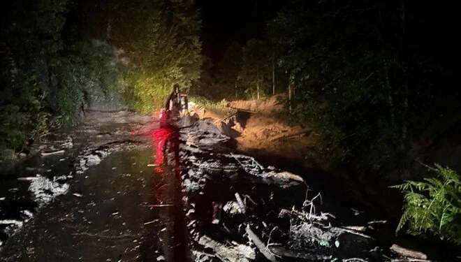 Doğu Karadeniz bölgesinde etkili olan yağışlar Rize'de sel, su baskınları