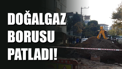 Kocaeli'nin Körfez ilçesinde altyapı çalışmaları sırasında iş makinesinin doğalgaz ana