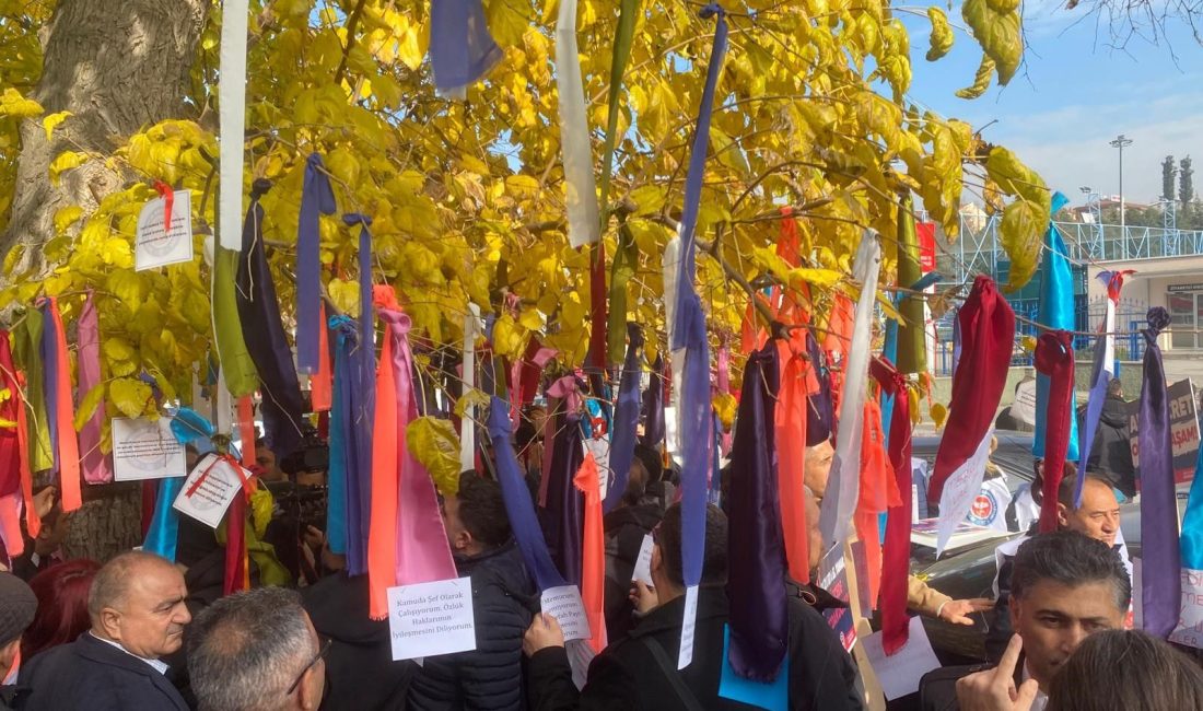 Devlet Memurları Konfederasyonu'nun Çalışma ve Sosyal Güvenlik Bakanlığı önünde düzenlediği