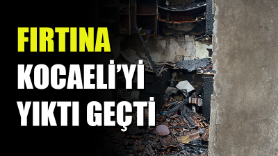 Kocaeli'nin Körfez ilçesinde etkili olan fırtına nedeniyle çok sayıda evin