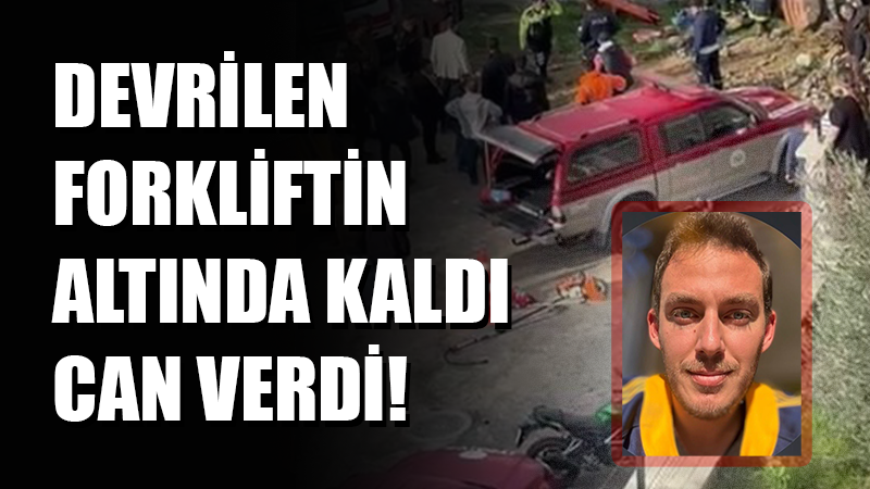 Kocaeli'nin Karamürsel ilçesinde yol çalışması sırasında devrilen forkliftin altında kalan