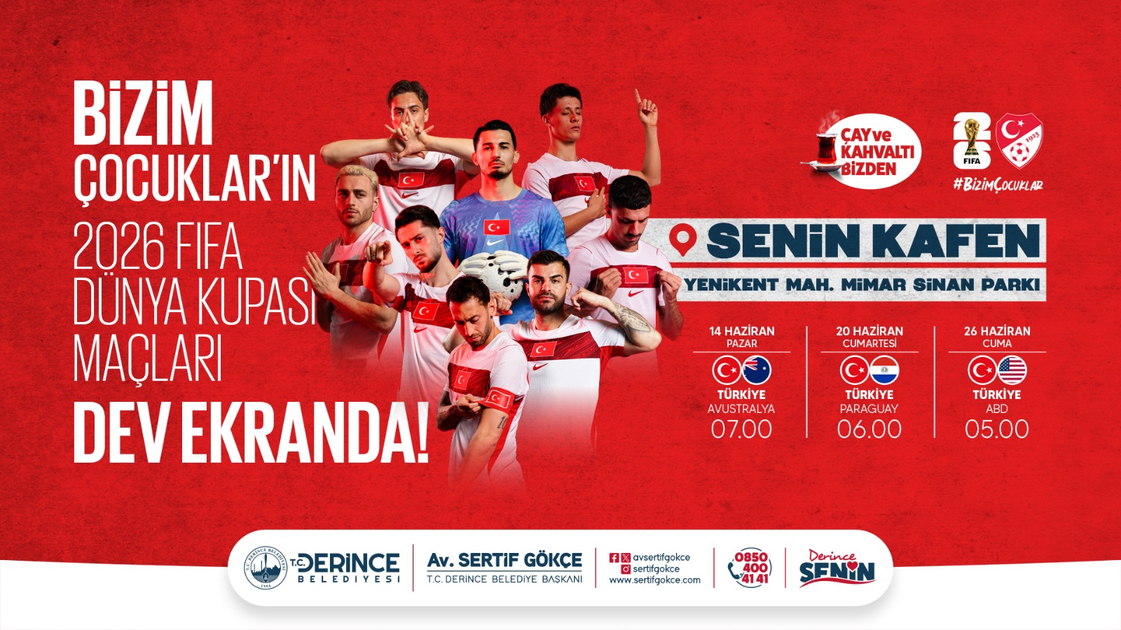 Derince’de milli heyecan dev ekranda yaşanacak