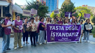 Kocaeli Kadın Platformu üyeleri, Dilovası’nda eşi tarafından öldürülen Elif T.