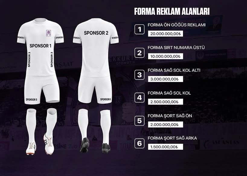 Gebzespor ana sponsorluk ve reklam alanları fiyat 