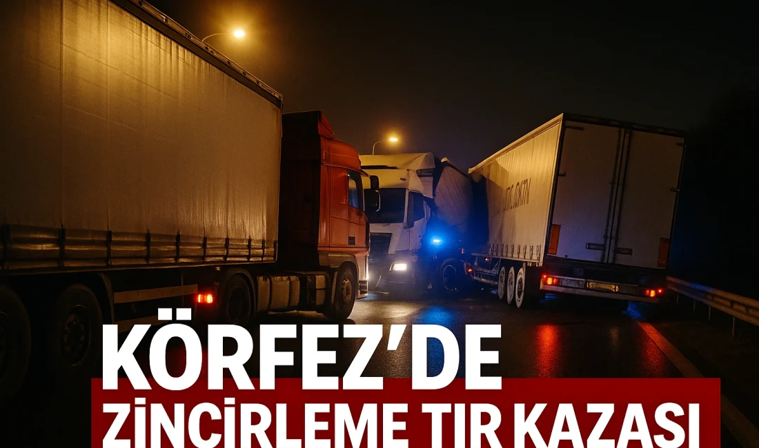 Kocaeli'nin Körfez ilçesinde akşam saatlerinde meydana gelen zincirleme trafik kazası,