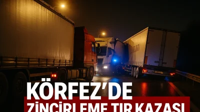 Kocaeli'nin Körfez ilçesinde akşam saatlerinde meydana gelen zincirleme trafik kazası,